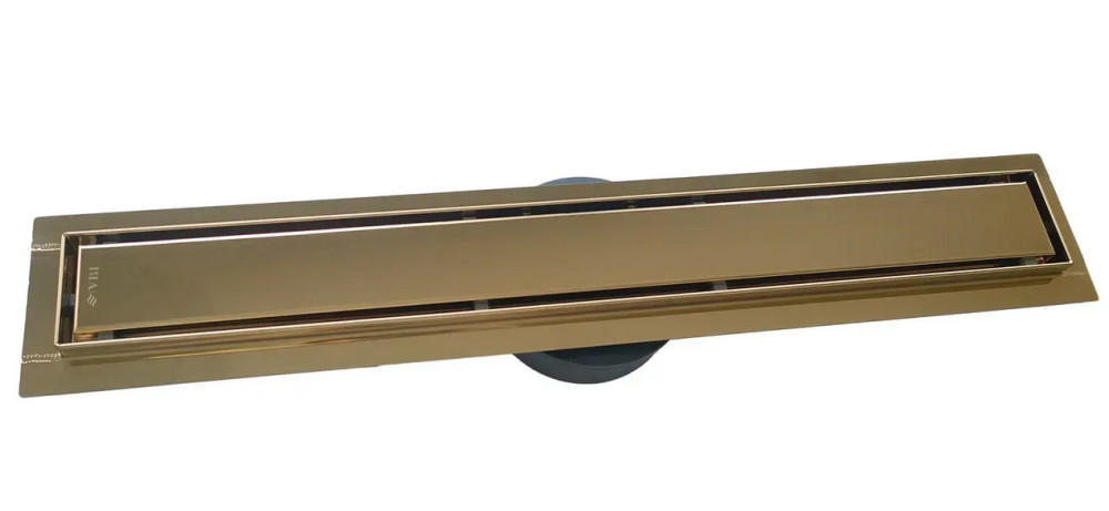 Желоб водосточный VBI Fort 2 в 1 с решеткой 90 см нержавеющая сталь золото VBI-060109GL