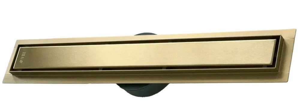 Желоб водосточный VBI Fort 2 в 1 с решеткой 70 см нержавеющая сталь матовое золото VBI-060107BG