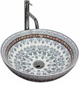 Раковина для ванной VBI Arcile ⌀40 см керамика синий узор VBI-016102