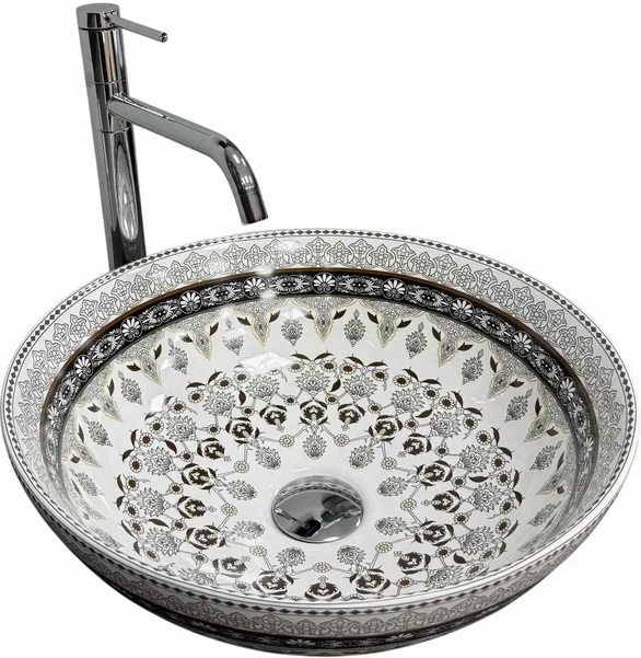 Раковина для ванной VBI Arcile ⌀40 см керамика серый узор VBI-016103