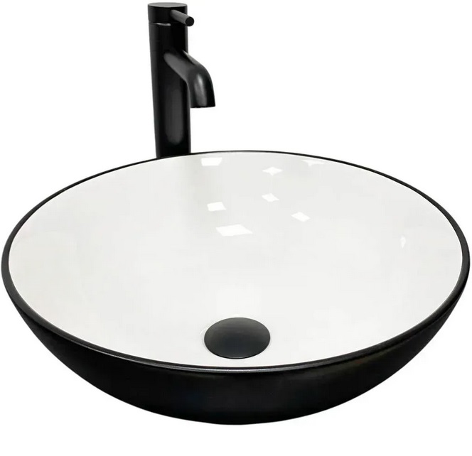 Раковина для ванної кімнати VBI Amalfi ⌀39,5 см кераміка чорний/білий VBI-013401