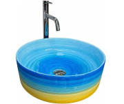 Раковина для ванной VBI Liberta ⌀37,5 см керамика синий/желтый VBI-016107