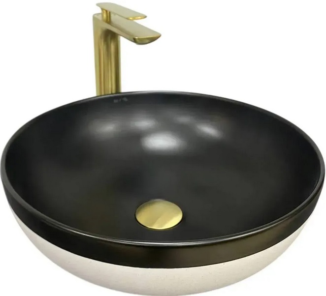 Раковина для ванної VBI Ormela ⌀40 см кераміка чорний матовий/білий матовий VBI-016900