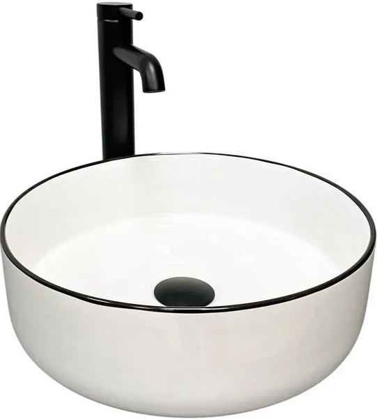 Раковина для ванной VBI Prato ⌀35,5 см керамика White Black Edge VBI-011414