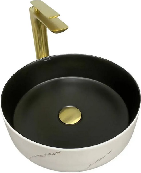 Раковина для ванной VBI Prato ⌀35,5 см керамика white black marble matt VBI-011409