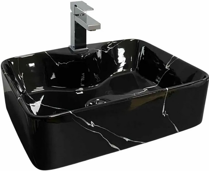 Раковина для ванної VBI Forli 48х37 см кераміка black marmo glossy VBI-011107