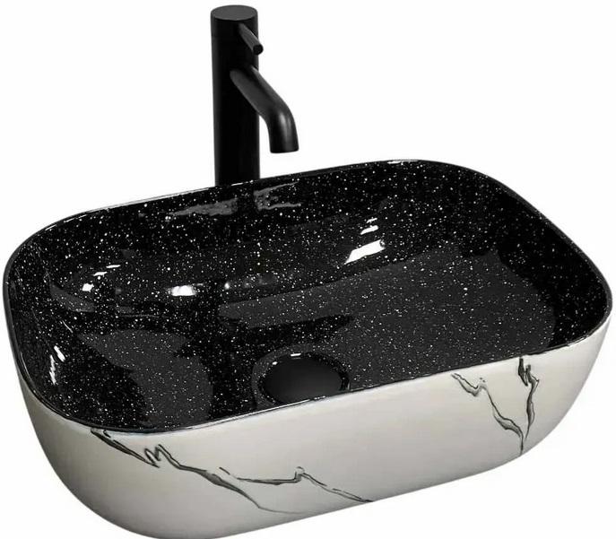 Раковина для ванної VBI Ravenna 46х33 см кераміка white black marmo VBI-011230