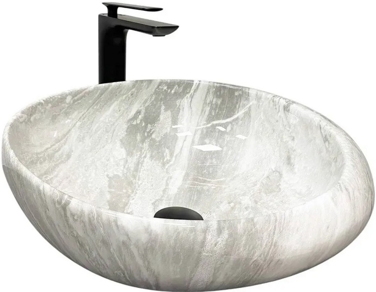 Раковина для ванной VBI Riccia 51х41 см керамика Light stone glossy VBI-017202