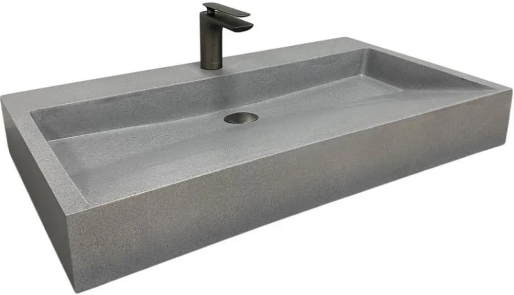 Раковина для ванной VBI Vieste 89х45 см искусственный камень серый матовый VBI-016802
