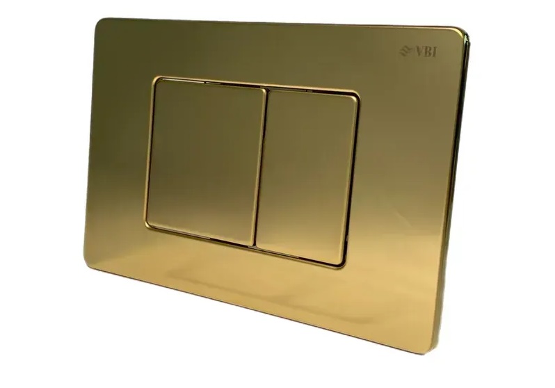 Кнопка змиву для унітазу VBI Elba XS подвійний змив сталь золото VBI-030109