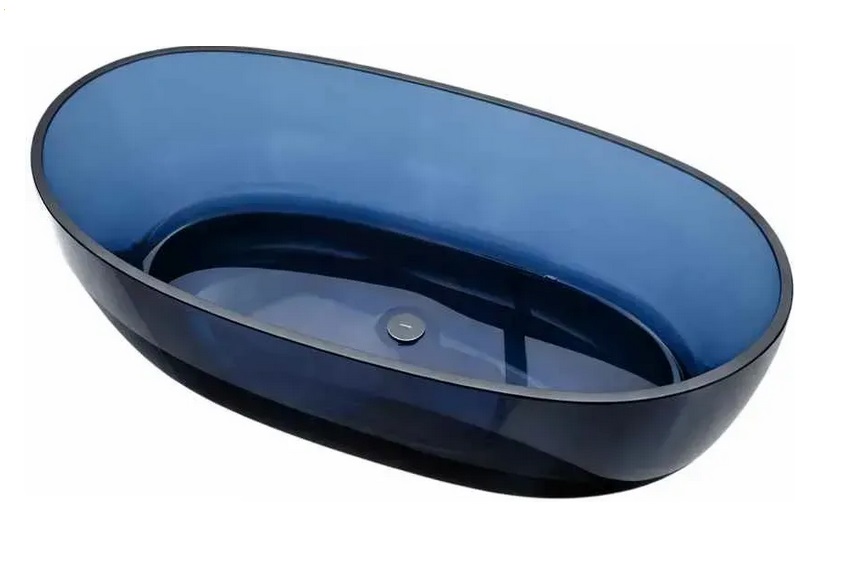 Ванна стеклянная VBI Vesuvio отдельностоящая 170х78 см синий VBI-075003