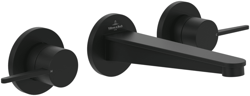 Змішувач для раковини Villeroy & Boch Conum настінний на 3 отвори матовий чорний TVW127002000K5