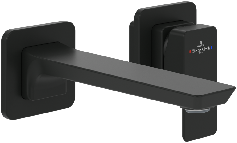 Змішувач для раковини Villeroy & Boch Subway 3.0 настінний на 2 отвори матовий чорний TVW112007000K5