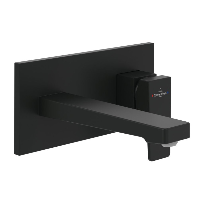 Змішувач для раковини Villeroy & Boch Architectura Square настінний одноважільний матовий чорний TVW125003000K5