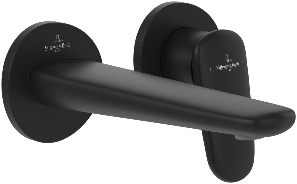 Змішувач для раковини Villeroy & Boch Antao настінний на 2 отвори матовий чорний TVW111002000K5
