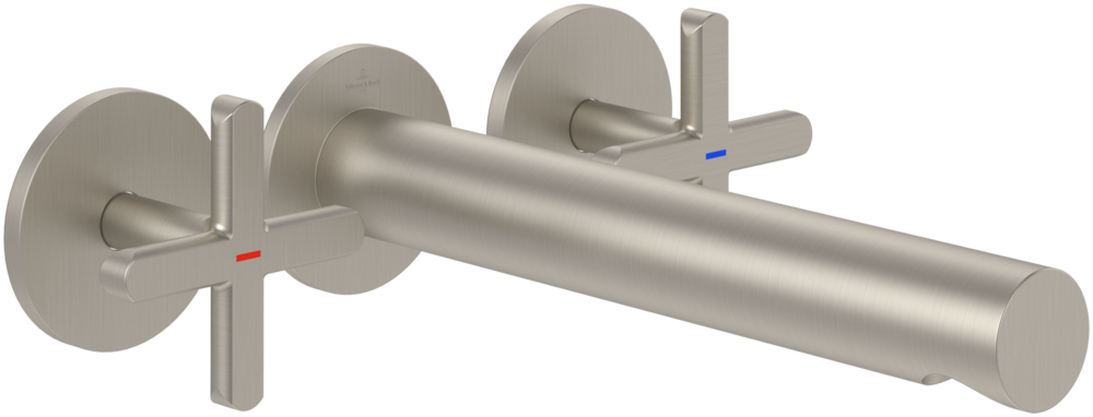 Смеситель для раковины Villeroy & Boch Loop & Friends настенный на 3 отверстия матовый никель TVZ10601200064