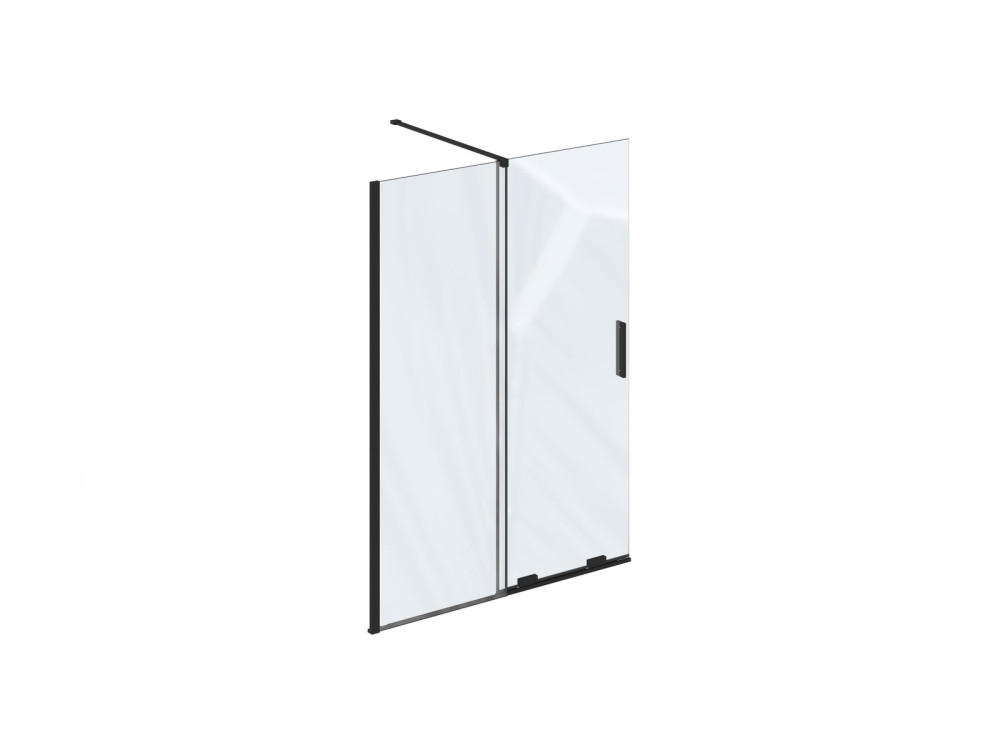 Нерухома стінка для душу Ravak Roll Walk In ROWI-140 з рухомим склом профіль чорний скло transparent X9WVM0300Z1