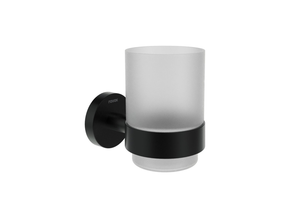 Склянка для зубних щіток Ravak Kona KN 210 з держателем чорний матовий X07P1309