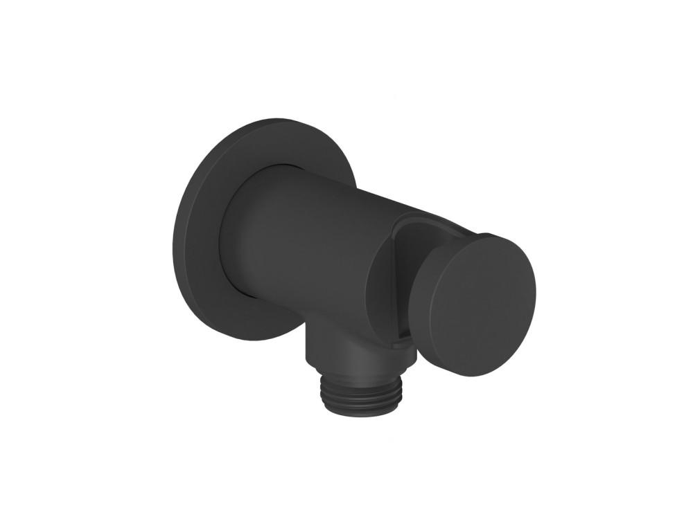 Шланговое подсоединение Ravak 707.00 с держателем для душа черный матовый X070563