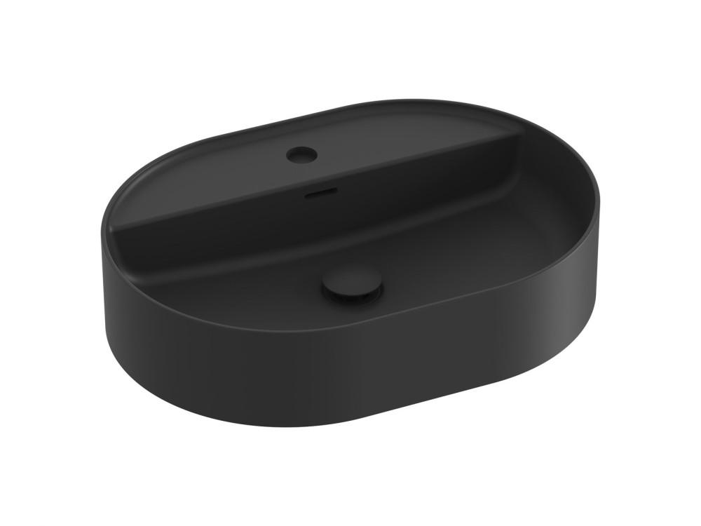 Раковина для ванної кімнати Ravak Ceramic Slim Shelf O 55х40 см кераміка чорний матовий XJX0D155002