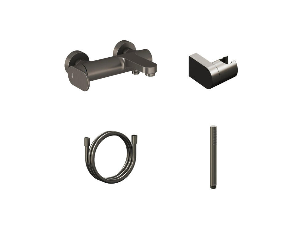 Змішувач для ванної кімнати Ravak Eleganta з душовим гарнітуром графіт матовий X07S136