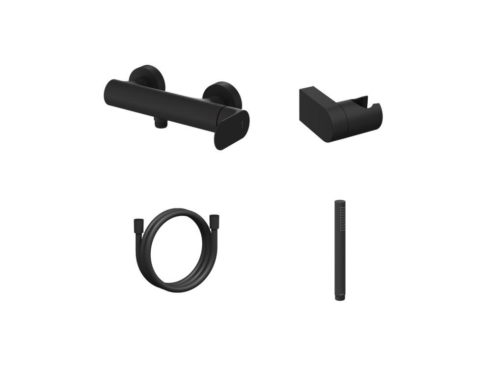 Змішувач для душу Ravak Eleganta з душовим гарнітуром матовий чорний X07S140