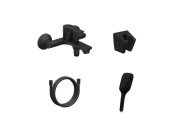 Смеситель для ванной Ravak Solar с душевым гарнитуром матовый черный X07S106