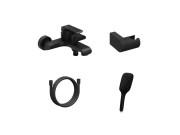 Змішувач для ванної кімнати Ravak Flat з душовим гарнітуром матовий чорний X07S114