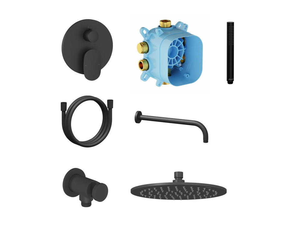 Душевая система скрытого монтажа Ravak Spring с верхним душем матовый черный X070896