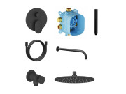 Душевая система скрытого монтажа Ravak Spring с верхним душем матовый черный X070896