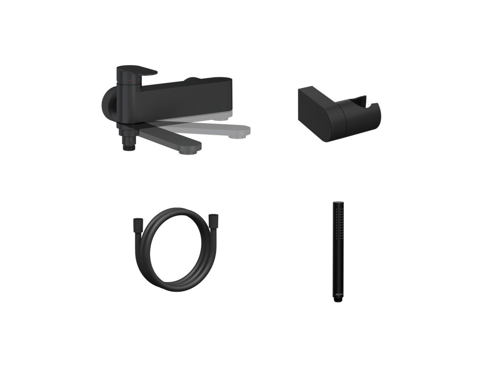 Смеситель для ванной Ravak Chrome II с душевым гарнитуром матовый черный X07S120