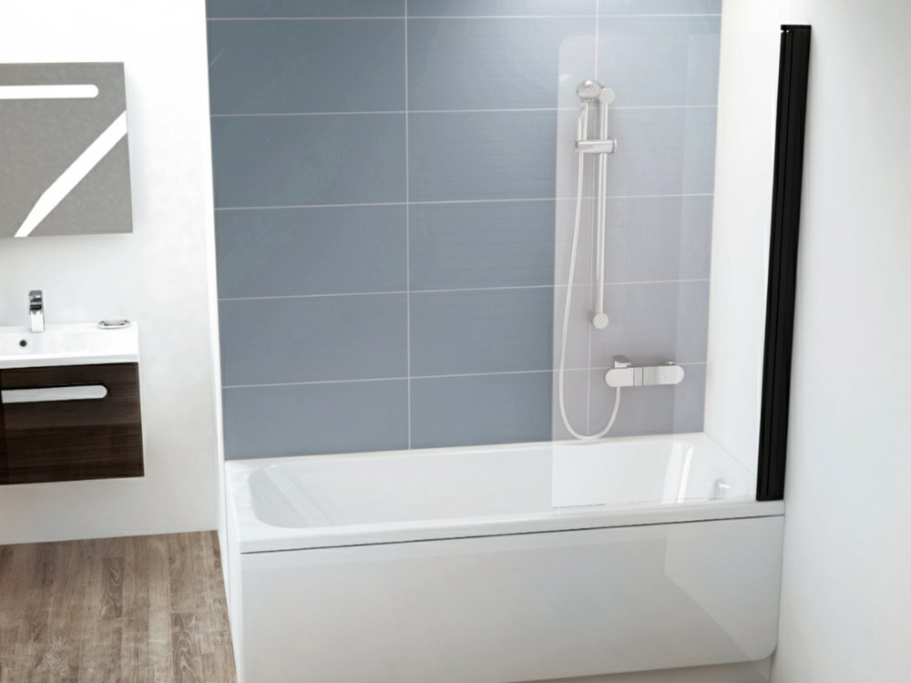 Шторка для ванны Ravak CVS1 80х150 см правостороння профиль черный прозрачное стекло 7QR40300Z1