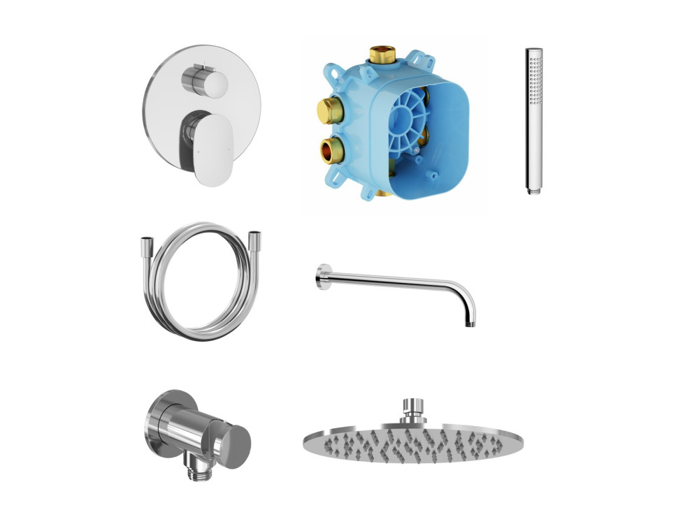 Душова система прихованого монтажу Ravak Spring з верхнім душем хром глянцевий X070895