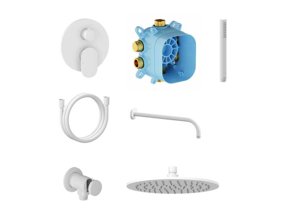 Душова система прихованого монтажу Ravak Spring з верхнім душем матовий білий X070897