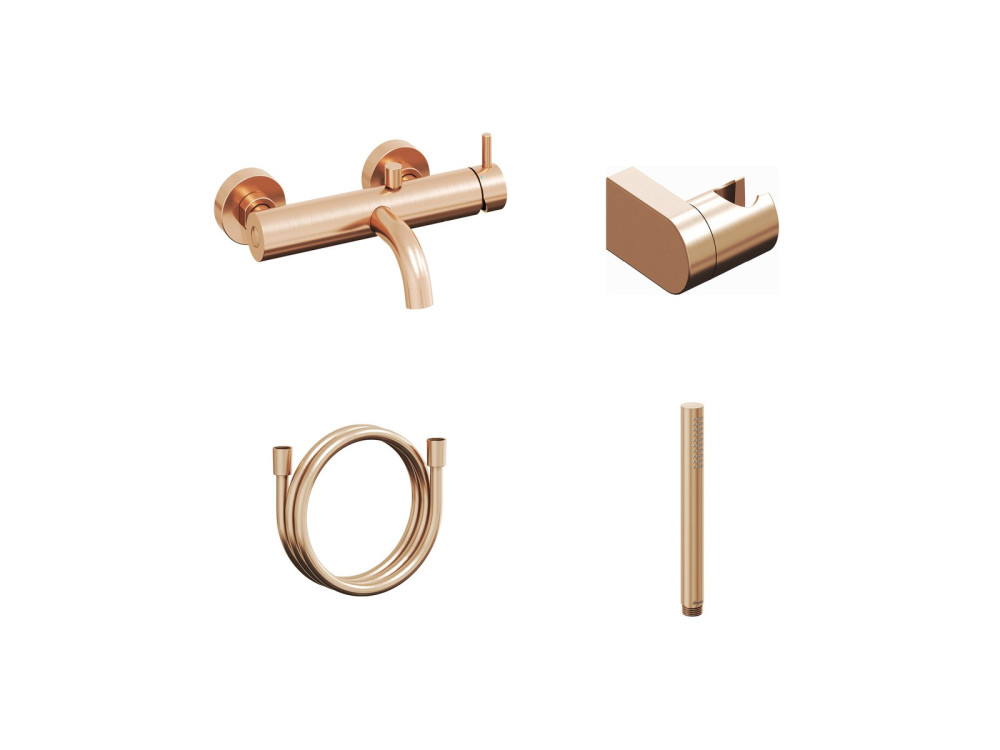 Змішувач для ванної кімнати Ravak Espirit з душовим гарнітуром матове рожеве золото X07S127