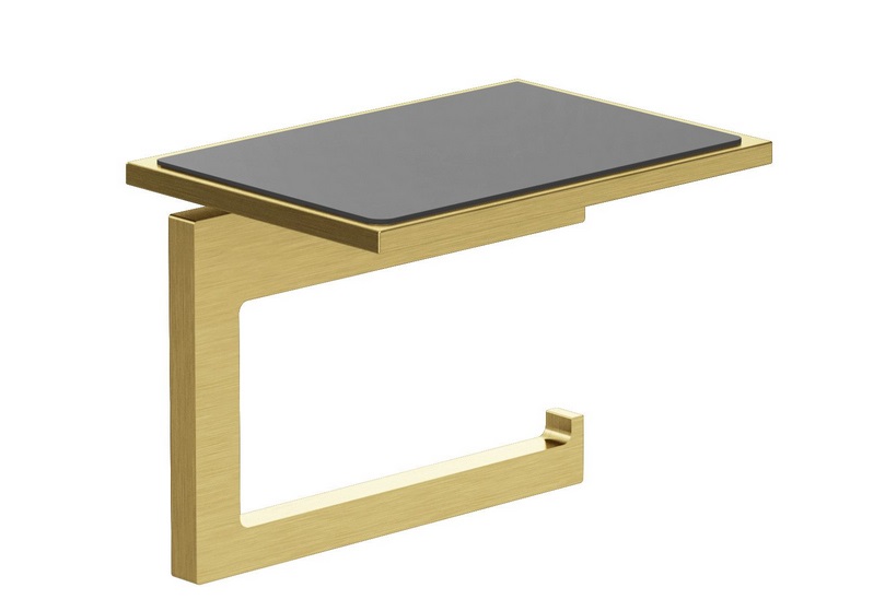 Тримач для туалетного паперу Kludi Vela C з полицею брошуроване золото PVD 31971N0