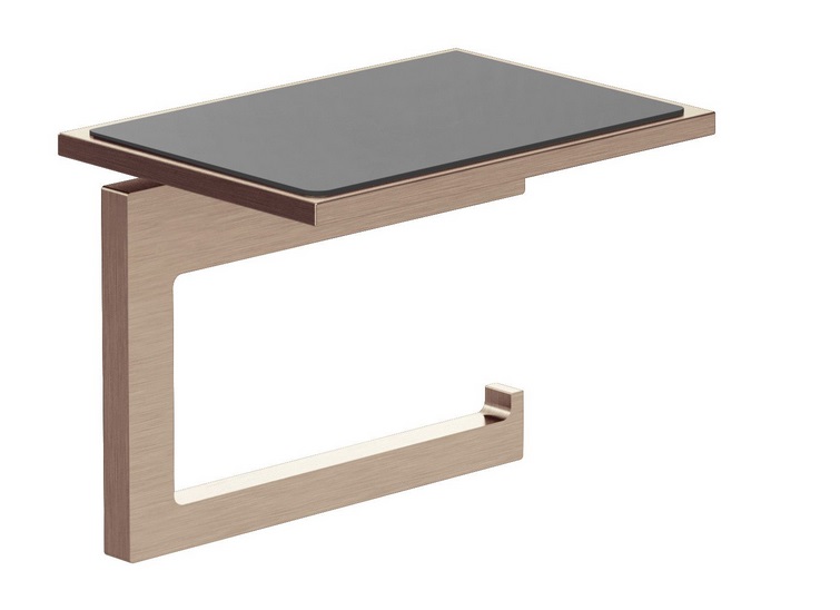 Держатель для туалетной бумаги Kludi Vela C с полкой брашированная бронза PVD 31971N1