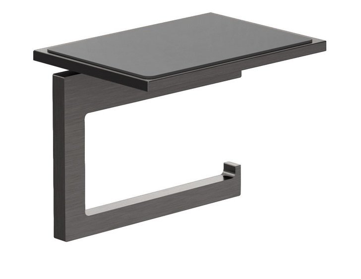 Держатель для туалетной бумаги Kludi Vela C с полкой оружейная сталь PVD 31971N2