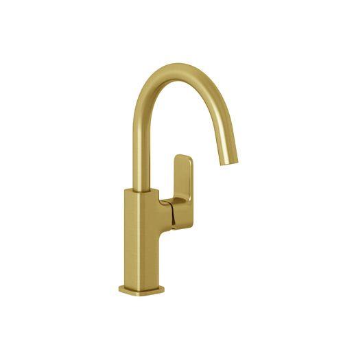 Смеситель для раковины Kludi Renon с донным клапаном брашированное золото PVD 42027N075