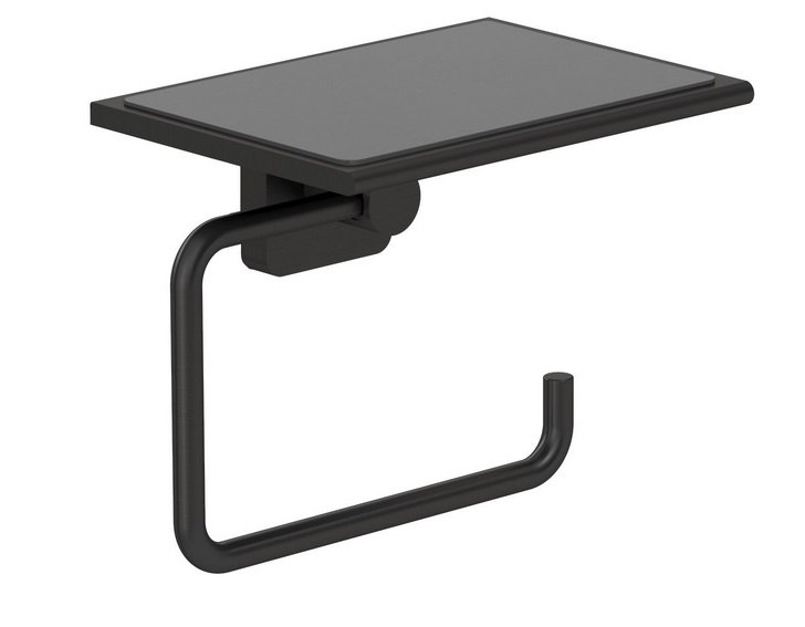 Тримач для туалетного паперу Kludi Vela S з полицею чорний матовий 2597139