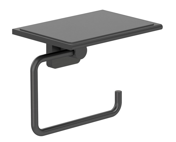 Тримач для туалетного паперу Kludi Vela S з полицею збройова сталь PVD 25971N2