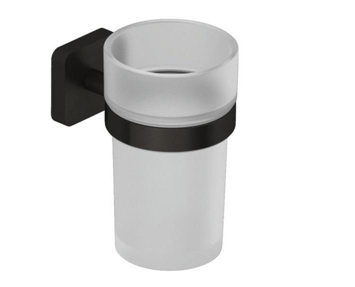 Склянка для зубних щіток Kludi Vela S з тримачем збройова сталь PVD 25975N2