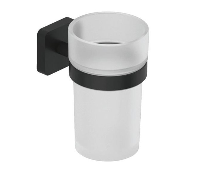 Стакан для зубных щеток Kludi Vela S с держателем черный матовый 2597539