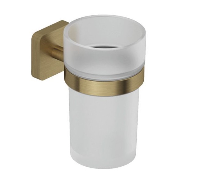 Склянка для зубних щіток Kludi Vela S з тримачем золото брашоване PVD 25975N0