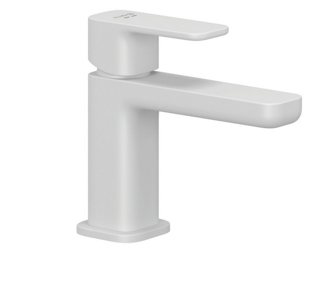 Смеситель для раковины Kludi Renon с донным клапаном белый матовый 422665375