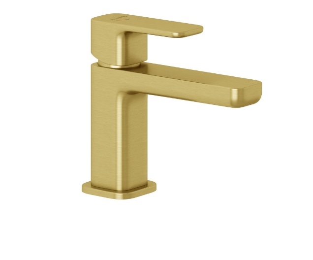 Смеситель для раковины Kludi Renon с донным клапаном брашированное золото PVD 42266N075