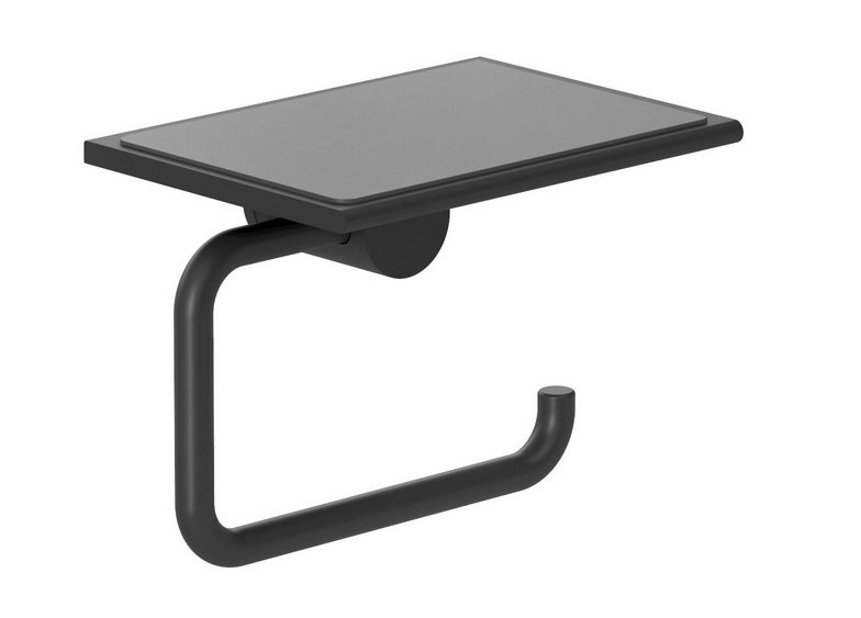 Держатель для туалетной бумаги Kludi Vela R с полкой черный матовый 5897139