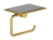 Держатель для туалетной бумаги Kludi Vela R с полкой брашированное золото PVD 58971N0