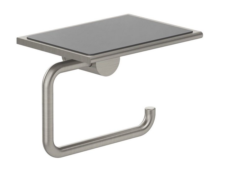 Держатель для туалетной бумаги Kludi Vela R с полкой брашированный никель PVD 58971N5