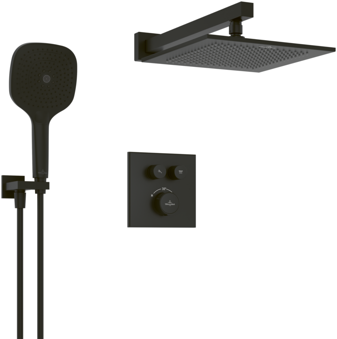 Душевая система скрытого монтажа Villeroy & Boch Universal Taps & Fittings с термостатом матовый черный TVZ000101000K5